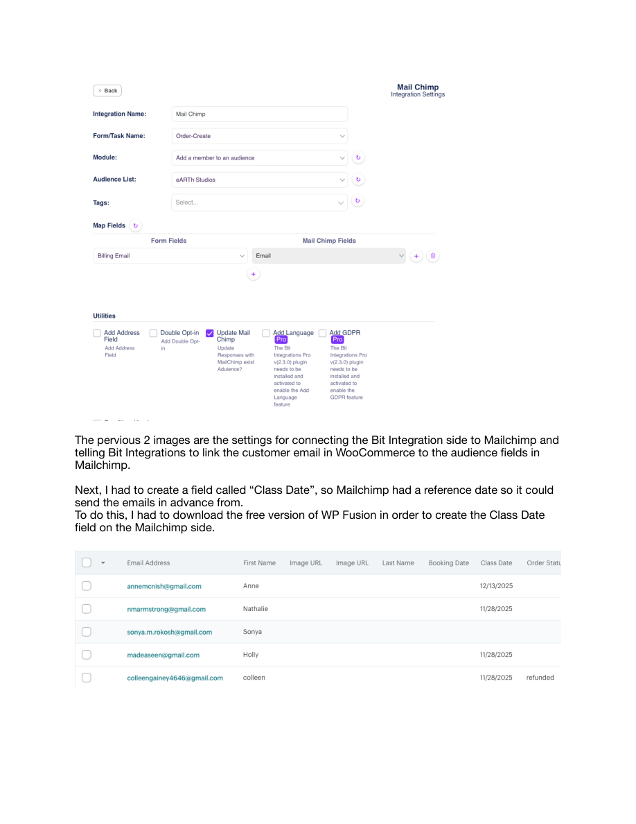 Rendered deliverable page showing email flow setup